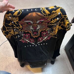 Affliction Black Label Tee with Gold Details